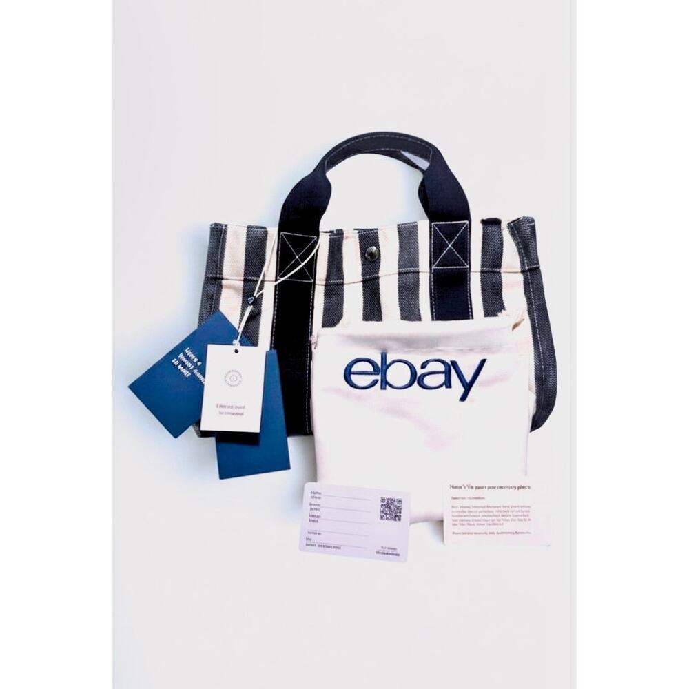 Hermes Cannes Striped Canvas Tote Bag, White, Medium 10x8x10 in